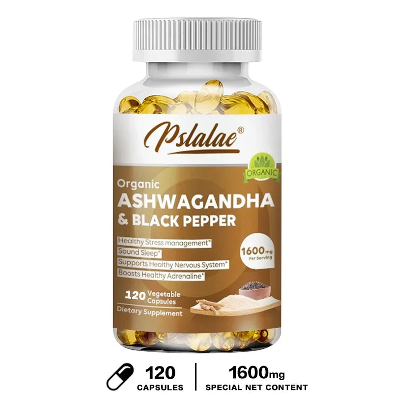 Natural Ashwagandha 1600 Mg with Black Pepper Extract.