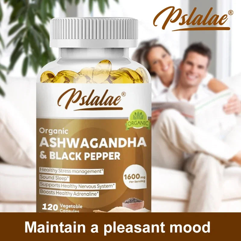 Natuurlijke Ashwagandha 1600 mg met zwarte peperextract.