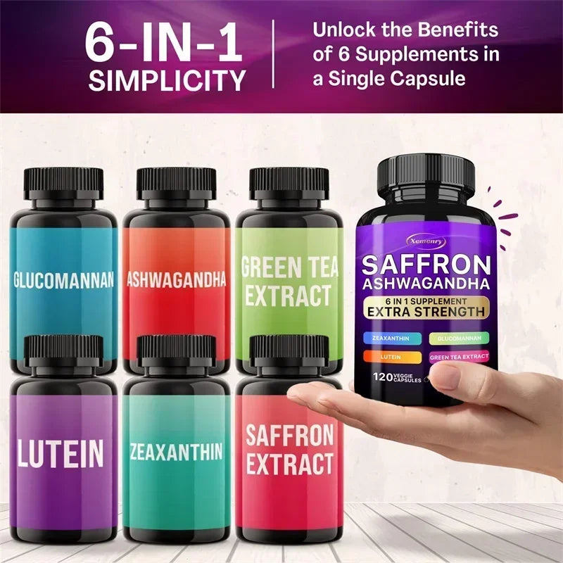 Saffron Ashwagandha 6 in 1 Supplement.