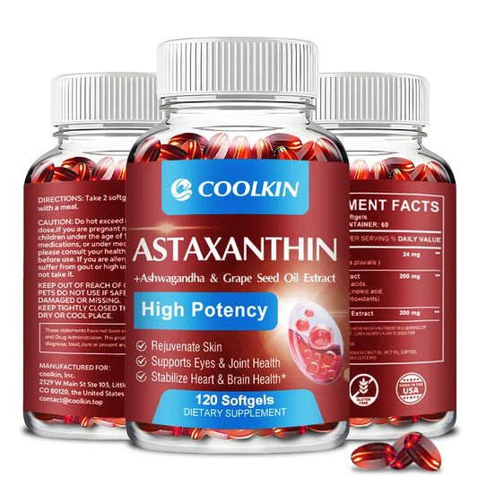 Astaxanthin 24mg - with Ashwagandha, Grape Seed Oil Extract.