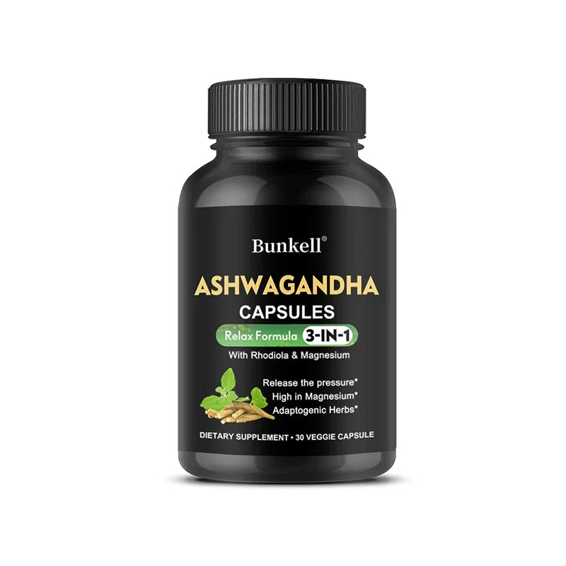 Pure Ashwagandha Root Extract Capsules With Magnesium for Natural Mood.