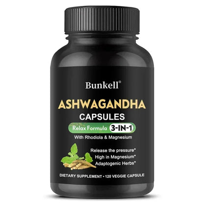 Pure Ashwagandha Root Extract Capsules With Magnesium for Natural Mood.