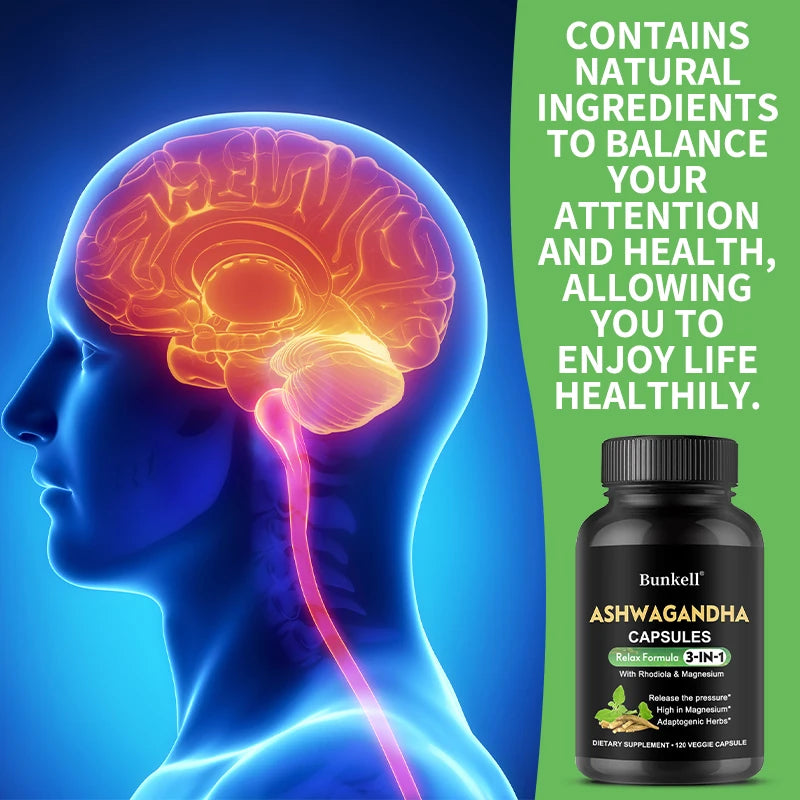 Pure Ashwagandha Root Extract Capsules With Magnesium for Natural Mood.