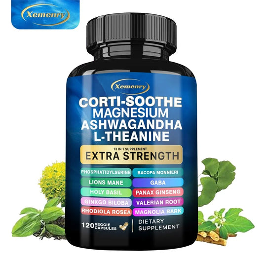Corti-Soothe Cortisol Supplement with Magnesium, Ashwagandha, L-Theanine - Manage Stress.