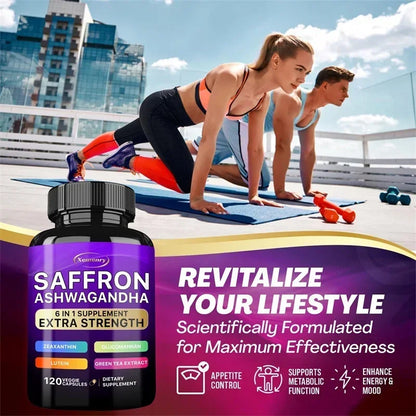 Saffron Ashwagandha 6 in 1 Supplement.
