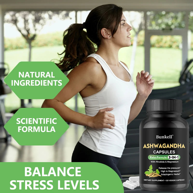Pure Ashwagandha Root Extract Capsules With Magnesium for Natural Mood.