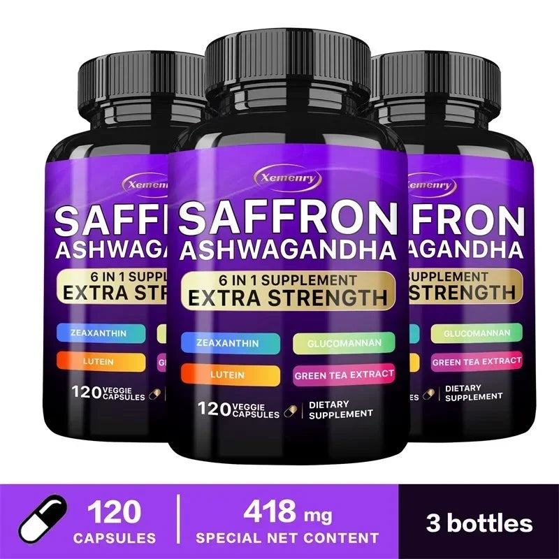 Saffron Ashwagandha 6 in 1 Supplement.