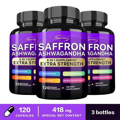 Saffron Ashwagandha 6 in 1 Supplement.