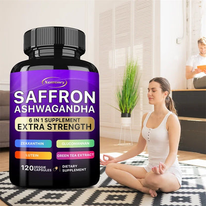 Saffron Ashwagandha 6 in 1 Supplement.