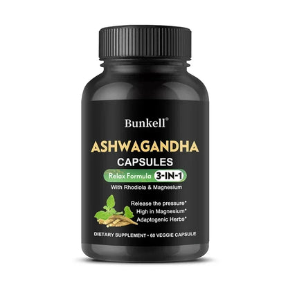 Pure Ashwagandha Root Extract Capsules With Magnesium for Natural Mood.