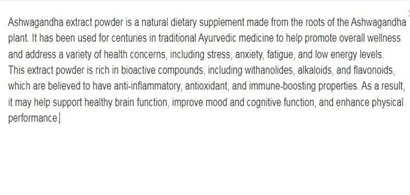 High-purity ashwagandha extract powder.