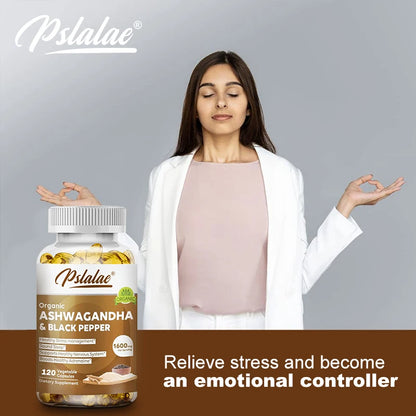 Natuurlijke Ashwagandha 1600 mg met zwarte peperextract.