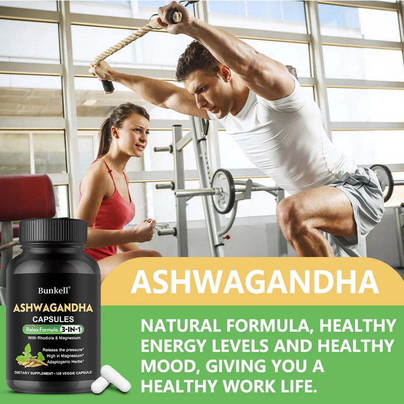 Pure Ashwagandha Root Extract Capsules With Magnesium for Natural Mood.