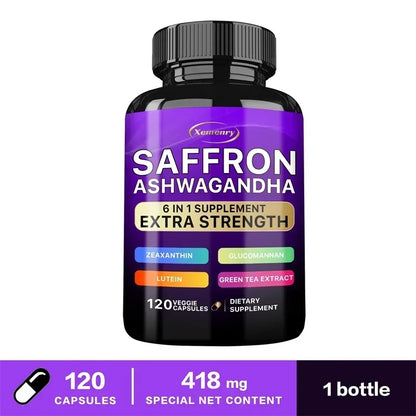 Saffron Ashwagandha 6 in 1 Supplement.