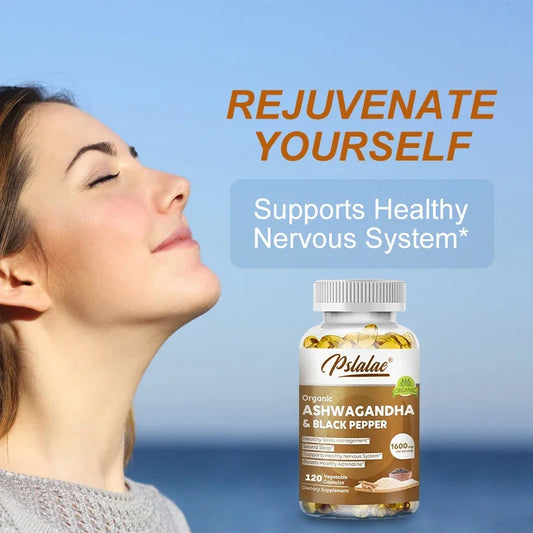 Natural Ashwagandha 1600 Mg with Black Pepper Extract.