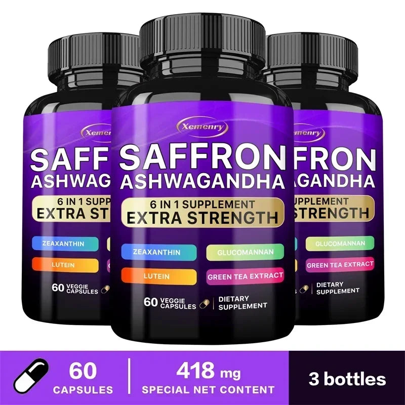 Saffron Ashwagandha 6 in 1 Supplement.