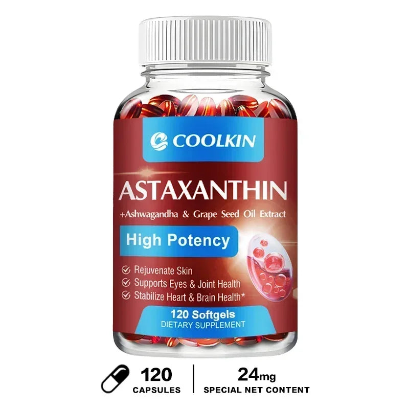 Astaxanthin 24mg - with Ashwagandha, Grape Seed Oil Extract.