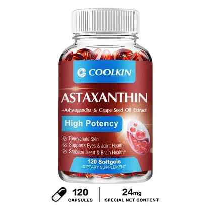 Astaxanthin 24mg - with Ashwagandha, Grape Seed Oil Extract.