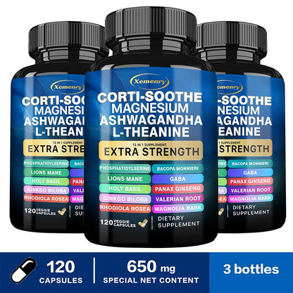 Corti-Soothe Cortisol Supplement met Magnesium, Ashwagandha, L-Theanine - Beheers stress. 
